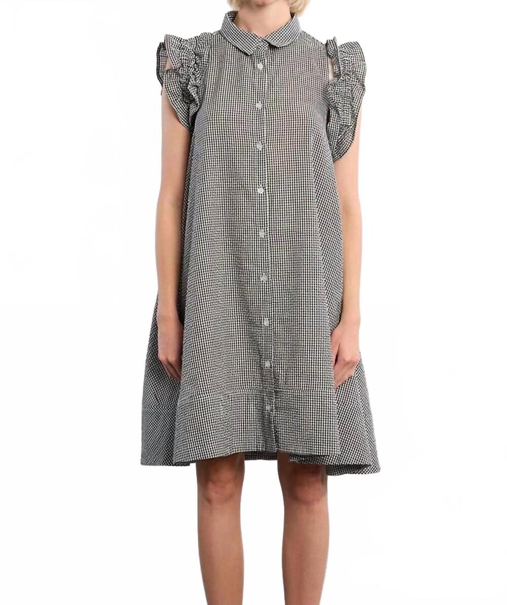 NEW LILI SIDONIO gingham shirt dress in blue